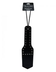 Чёрная шлёпалка с клёпками FANTASY LOVE PADDLE - 30 см.