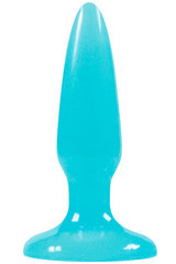Голубая анальная пробка, светящаяся в темноте, Firefly Pleasure Plug Mini - 8,1 см.