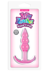 Розовая анальная пробка Jelly Rancher T-Plug Ripple - 10,9 см.