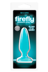 Голубая, светящаяся в темноте пробка Firefly Pleasure Plug Small - 10,1 см.