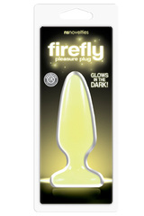 Желтая, светящаяся в темноте анальная пробка Firefly Pleasure Plug Medium Yellow - 12,7 см.
