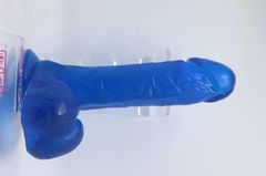 Голубой фаллоимитатор с присоской - 20 см.