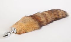 Серебристая анальная пробка с длинным хвостом  Королевская лиса