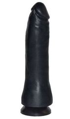 Чёрный фаллоимитатор без мошонки с присоской в основании - 18 см.