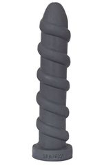 Серый анальный стимулятор со спиралевидным рельефом - 31 см.