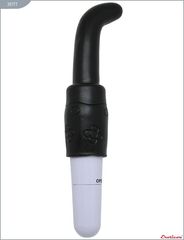Чёрный изогнутый вибратор для анальной стимуляции - 18,5 см.