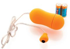 Оранжевое виброяйцо с выносным пультом-кнопкой - 6,5 см.