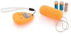 Оранжевое виброяйцо с дистанционным управлением - 7 см.